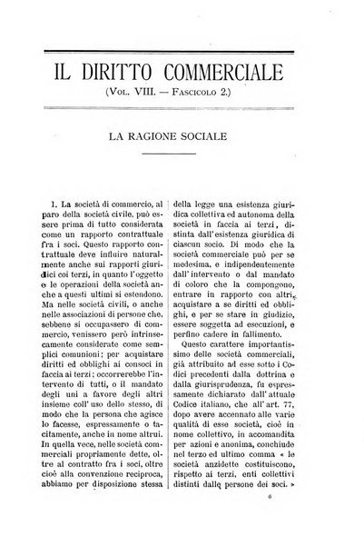 Il diritto commerciale rivista periodica e critica di giurisprudenza e legislazione