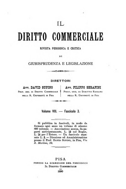 Il diritto commerciale rivista periodica e critica di giurisprudenza e legislazione