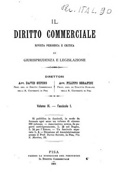 Il diritto commerciale rivista periodica e critica di giurisprudenza e legislazione