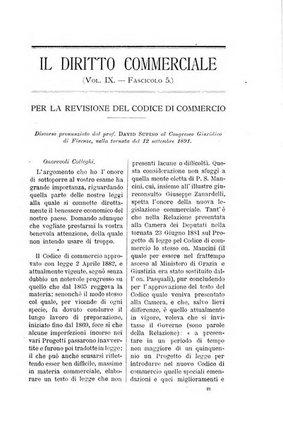 Il diritto commerciale rivista periodica e critica di giurisprudenza e legislazione