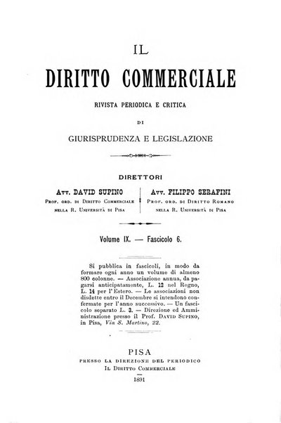 Il diritto commerciale rivista periodica e critica di giurisprudenza e legislazione