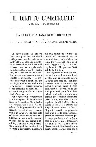 Il diritto commerciale rivista periodica e critica di giurisprudenza e legislazione