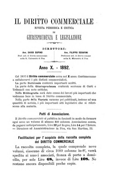 Il diritto commerciale rivista periodica e critica di giurisprudenza e legislazione