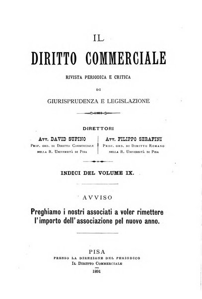 Il diritto commerciale rivista periodica e critica di giurisprudenza e legislazione