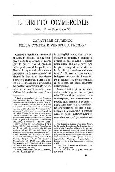 Il diritto commerciale rivista periodica e critica di giurisprudenza e legislazione