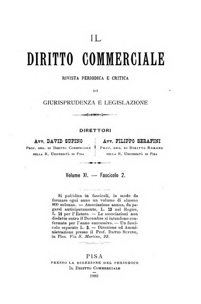 Il diritto commerciale rivista periodica e critica di giurisprudenza e legislazione