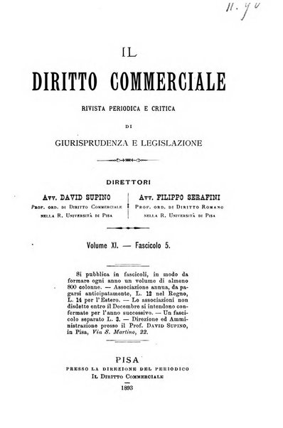 Il diritto commerciale rivista periodica e critica di giurisprudenza e legislazione