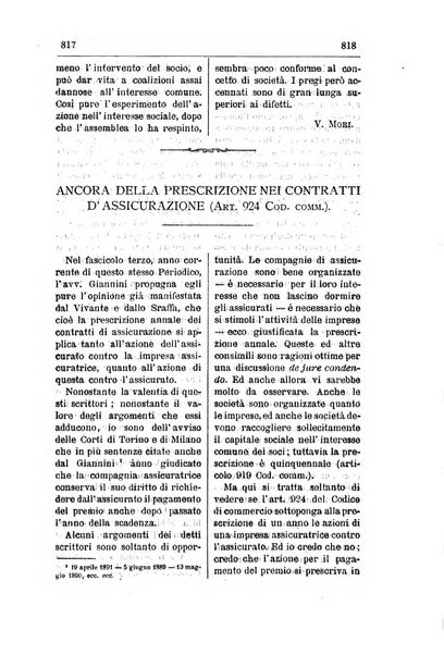 Il diritto commerciale rivista periodica e critica di giurisprudenza e legislazione