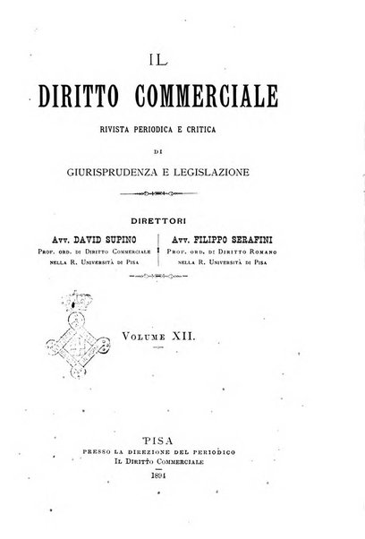 Il diritto commerciale rivista periodica e critica di giurisprudenza e legislazione