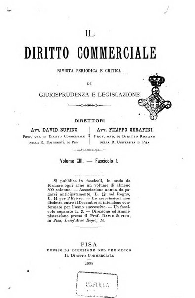 Il diritto commerciale rivista periodica e critica di giurisprudenza e legislazione