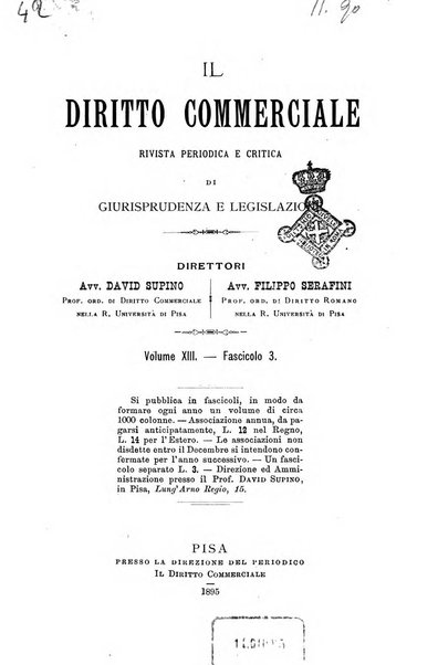 Il diritto commerciale rivista periodica e critica di giurisprudenza e legislazione