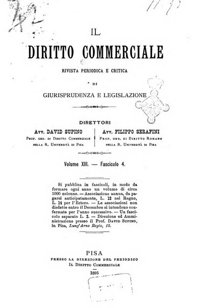 Il diritto commerciale rivista periodica e critica di giurisprudenza e legislazione