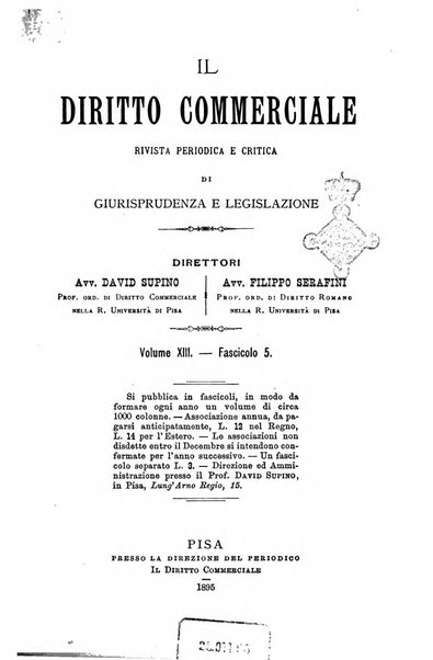 Il diritto commerciale rivista periodica e critica di giurisprudenza e legislazione