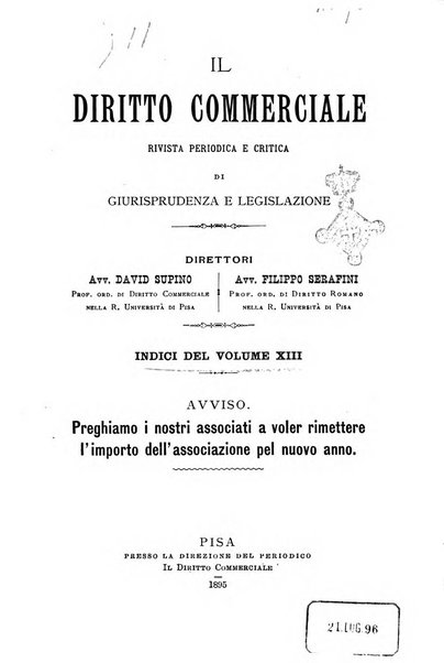 Il diritto commerciale rivista periodica e critica di giurisprudenza e legislazione