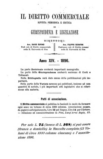 Il diritto commerciale rivista periodica e critica di giurisprudenza e legislazione