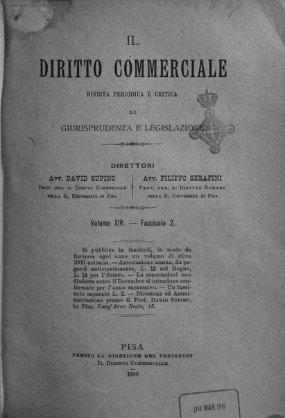 Il diritto commerciale rivista periodica e critica di giurisprudenza e legislazione