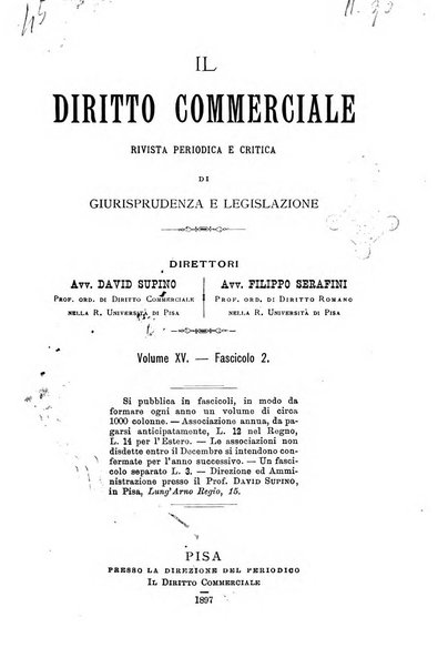 Il diritto commerciale rivista periodica e critica di giurisprudenza e legislazione