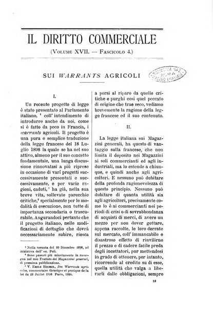 Il diritto commerciale rivista periodica e critica di giurisprudenza e legislazione