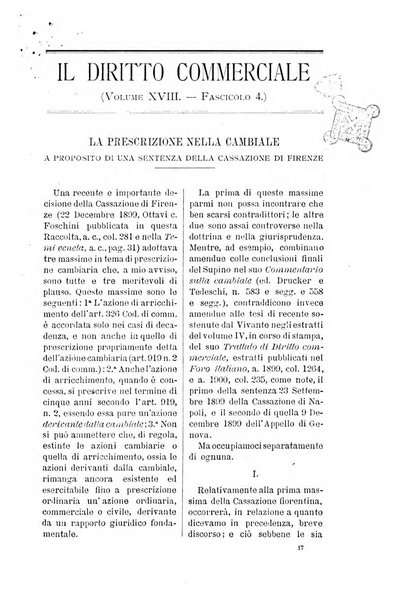 Il diritto commerciale rivista periodica e critica di giurisprudenza e legislazione