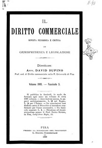 Il diritto commerciale rivista periodica e critica di giurisprudenza e legislazione