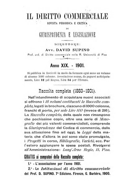 Il diritto commerciale rivista periodica e critica di giurisprudenza e legislazione