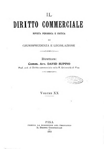 Il diritto commerciale rivista periodica e critica di giurisprudenza e legislazione