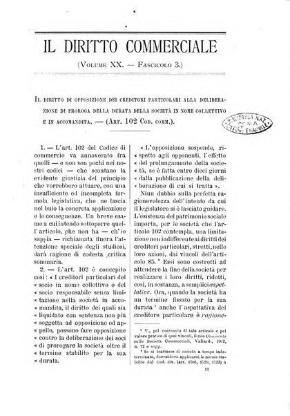 Il diritto commerciale rivista periodica e critica di giurisprudenza e legislazione