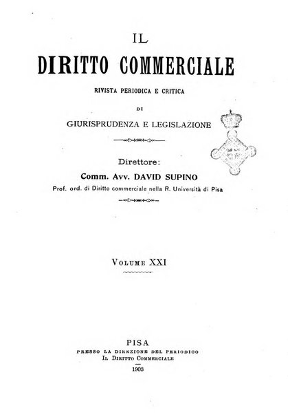 Il diritto commerciale rivista periodica e critica di giurisprudenza e legislazione