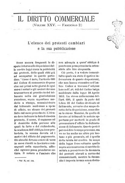 Il diritto commerciale rivista periodica e critica di giurisprudenza e legislazione