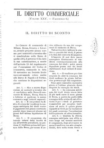 Il diritto commerciale rivista periodica e critica di giurisprudenza e legislazione