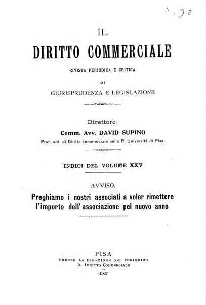 Il diritto commerciale rivista periodica e critica di giurisprudenza e legislazione