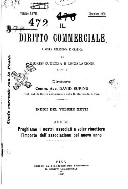 Il diritto commerciale rivista periodica e critica di giurisprudenza e legislazione