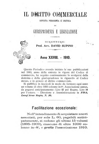 Il diritto commerciale rivista periodica e critica di giurisprudenza e legislazione