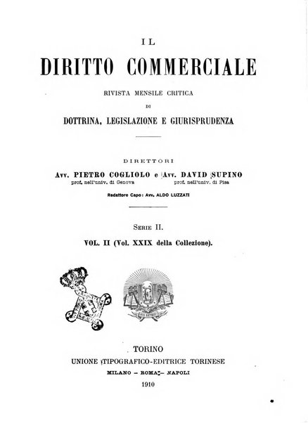 Il diritto commerciale rivista periodica e critica di giurisprudenza e legislazione