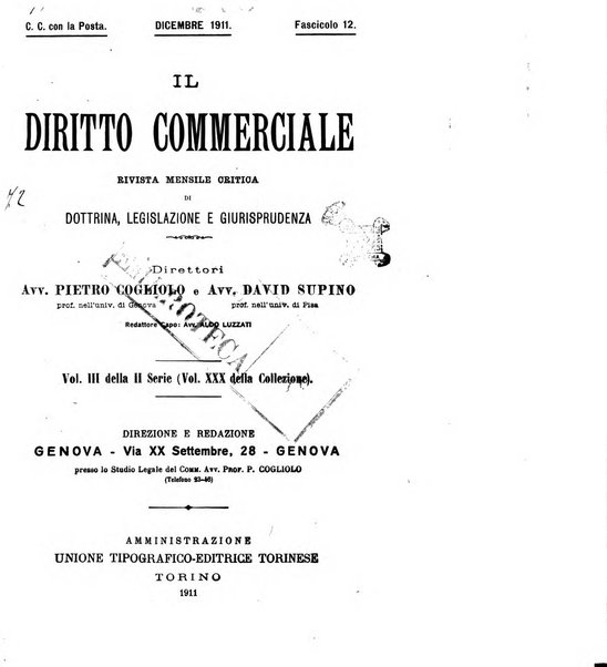 Il diritto commerciale rivista periodica e critica di giurisprudenza e legislazione