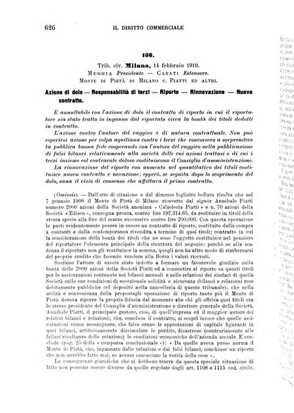 Il diritto commerciale rivista periodica e critica di giurisprudenza e legislazione