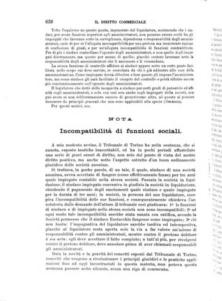 Il diritto commerciale rivista periodica e critica di giurisprudenza e legislazione