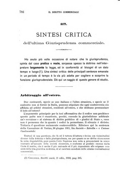 Il diritto commerciale rivista periodica e critica di giurisprudenza e legislazione