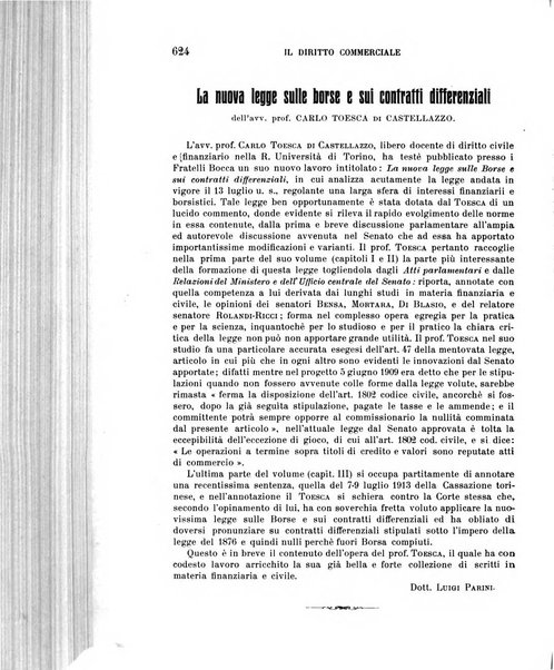 Il diritto commerciale rivista periodica e critica di giurisprudenza e legislazione