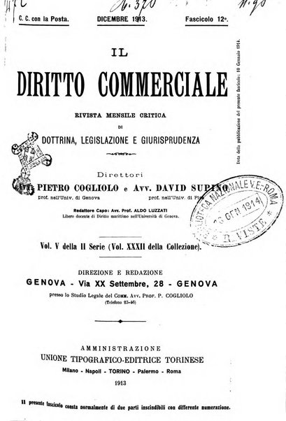 Il diritto commerciale rivista periodica e critica di giurisprudenza e legislazione