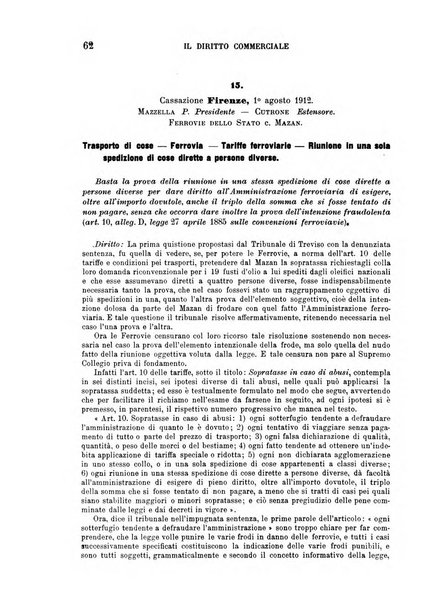 Il diritto commerciale rivista periodica e critica di giurisprudenza e legislazione