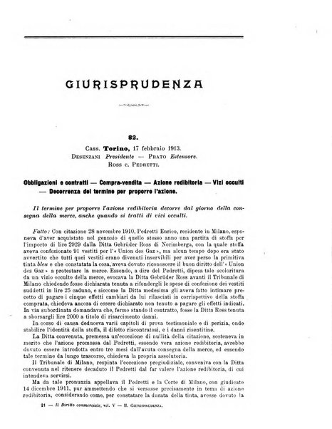 Il diritto commerciale rivista periodica e critica di giurisprudenza e legislazione