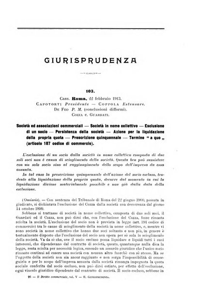 Il diritto commerciale rivista periodica e critica di giurisprudenza e legislazione