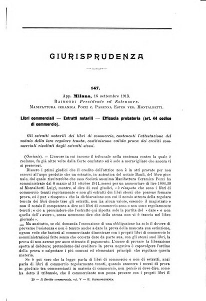 Il diritto commerciale rivista periodica e critica di giurisprudenza e legislazione