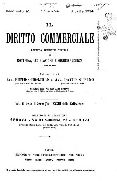 Il diritto commerciale rivista periodica e critica di giurisprudenza e legislazione