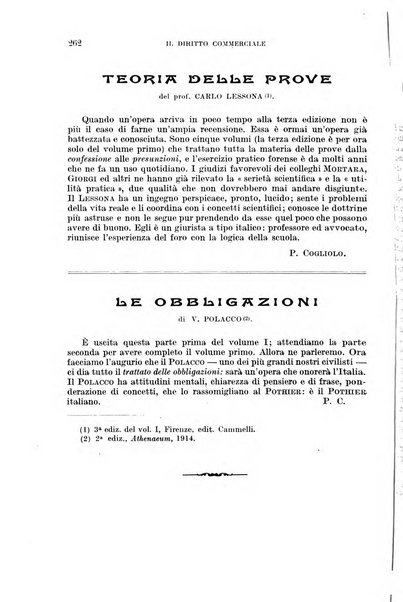 Il diritto commerciale rivista periodica e critica di giurisprudenza e legislazione