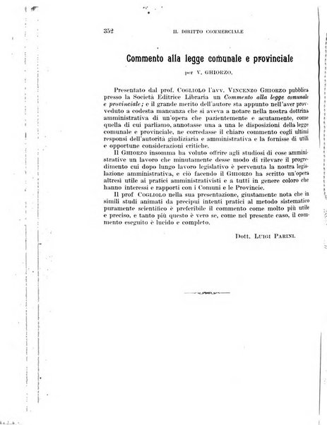 Il diritto commerciale rivista periodica e critica di giurisprudenza e legislazione