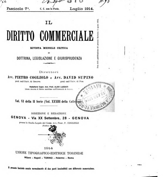 Il diritto commerciale rivista periodica e critica di giurisprudenza e legislazione