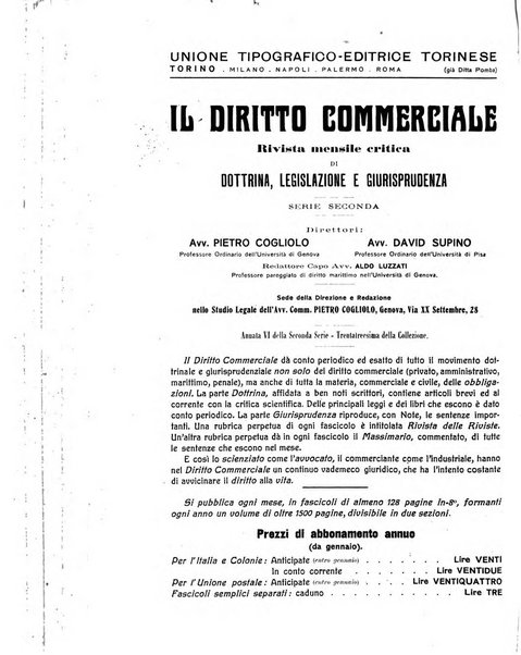 Il diritto commerciale rivista periodica e critica di giurisprudenza e legislazione