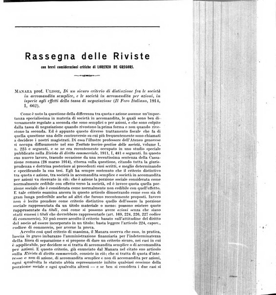 Il diritto commerciale rivista periodica e critica di giurisprudenza e legislazione